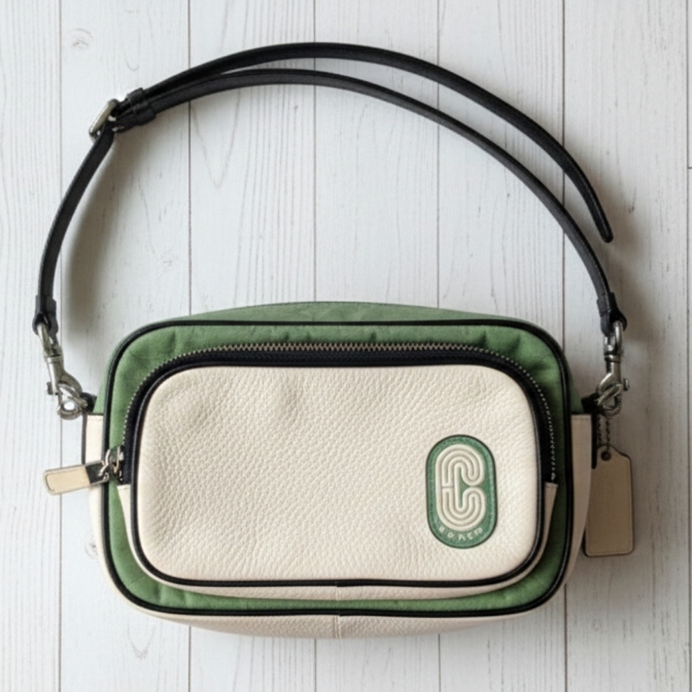 Coach Green and Cream Crossbody Camera Bag